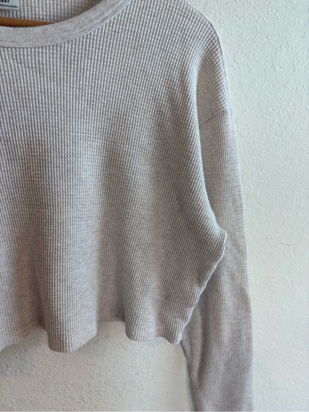 Aritzia Sunday Best waffle knit thermal crop top size medium - Picture 2 of 4